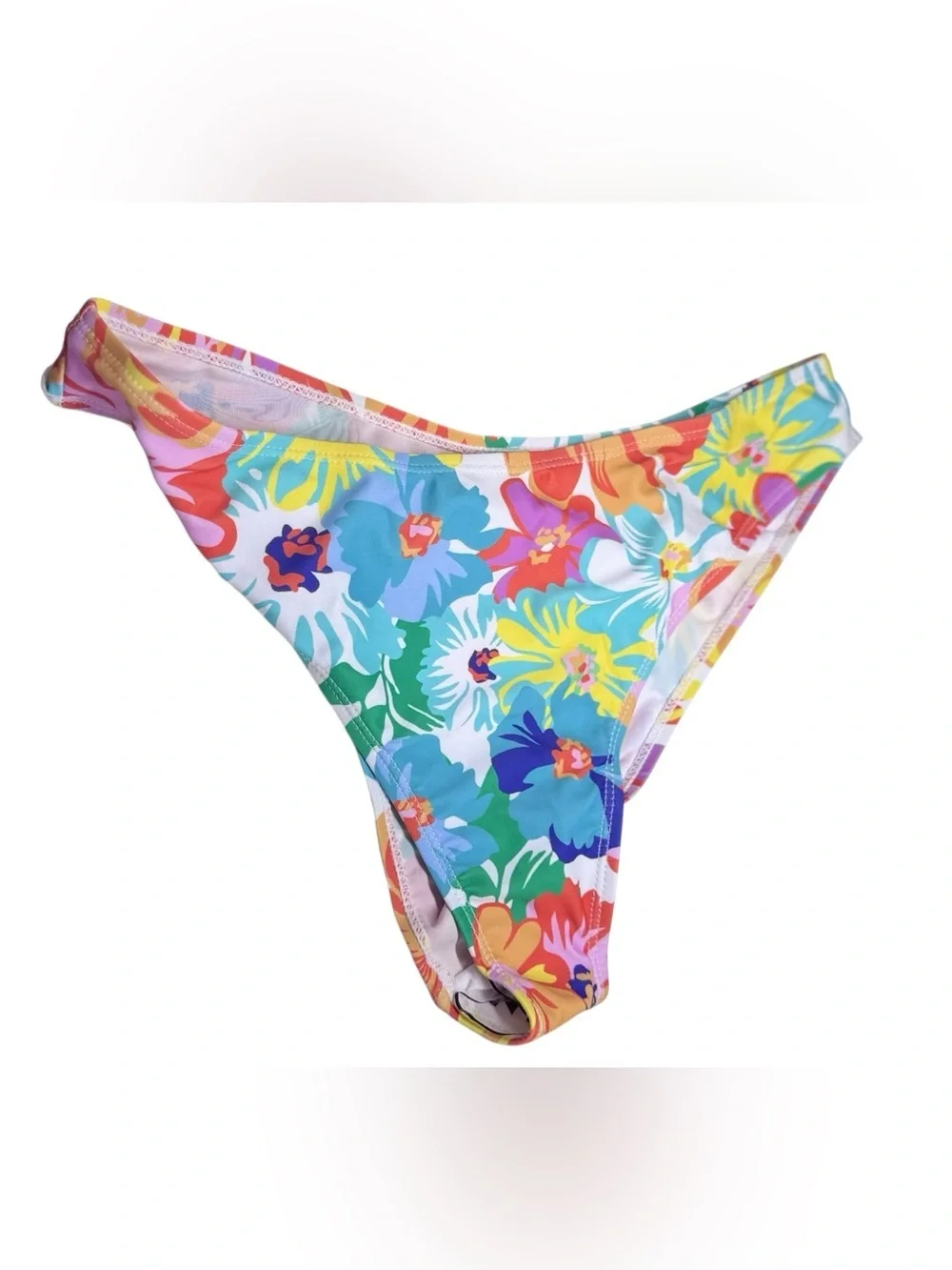 SHEIN Tropical Floral High Waist Bikini Set Vibrant Smocked Crop Top Large